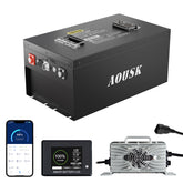 AOUSK 48V 160Ah Lithium Battery, MAX 10.24 kW Built-in 200A BMS with Touch Monitor & Mobile APP, 4000+ Cycles Rechargeable LiFePO4 Battery, Perfect for Golf Carts