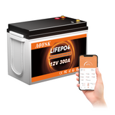 AOUSK 12V 300Ah MINI LiFePO4 Lithium Battery, Bluetooth Lithium Battery, 200A BMS, up to 15000 Cycles, Max.3840Wh Energy with Low Temp Cut off, Perfect for RV, Solar, Trolling Motor