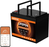 AOUSK 12V 100Ah BCI Group 24 Bluetooth LiFePO4 Battery, 100A BMS Rechargeable 1.28kWh Lithium Battery with Up to 15000 Cycles, Low Temperature Protection - Perfect for RVs, Van, Trailer and Boats