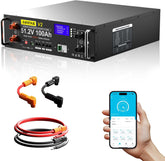 AOUSK 48V 100Ah Lithium LiFePO4 Server Rack Battery, Support Inverter Communication, Built-in 100A BMS with Bluetooth,Max. 5120W Power Output, 6000+ Cycles, Perfect for Off-Grid, Solar, Backup Power