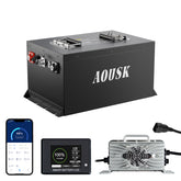 AOUSK 72V (73.6V) 105AH Lithium Golf Cart Battery, Supports 3C Discharge,Built-in 200A BMS and BlueTooth, Equipped with 83.9V 15A Fast Charger and LCD Touch Screen,8000+ Deep Cycles, Perfect for Golf Cart