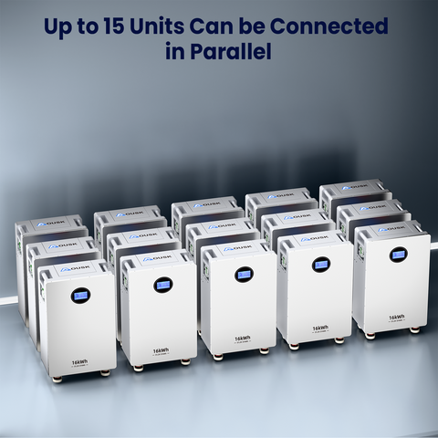 AOUSK 48V 314Ah Lifepo4 16.1kWh Lithium Battery, Build in 200A BMS High Capacity Energy Storage with Breakers, LCD Touchscreen, RS485/CAN/RS232, Ideal for Home Backup, Off-Grid, Solar System