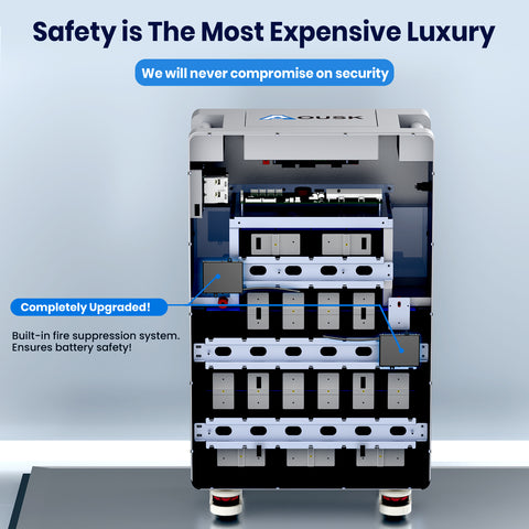 AOUSK 48V 320Ah Lifepo4 16.4kWh Lithium Battery, Build in 200A BMS High Capacity Energy Storage with Breakers, LCD Touchscreen, RS485/CAN/RS232, Ideal for Home Backup, Off-Grid, Solar System