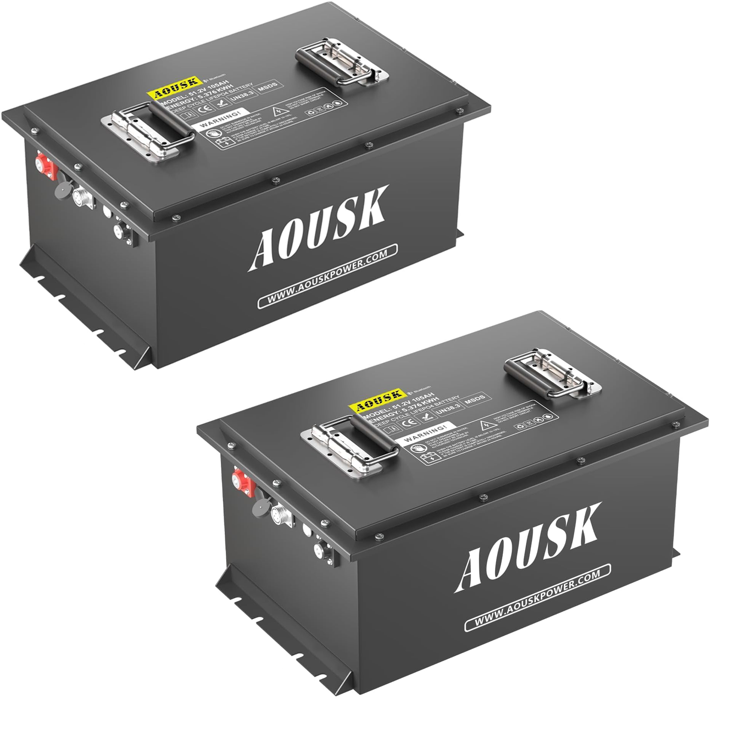 AOUSK 48V 105Ah Lithium Golf Cart Batteries, Built-in 200A BMS Peak current 1000A with Touch Monitor & Mobile APP, 6000+ Cycles Rechargeable, Perfect for Golf Carts(with 58.4V 22A fast charger)