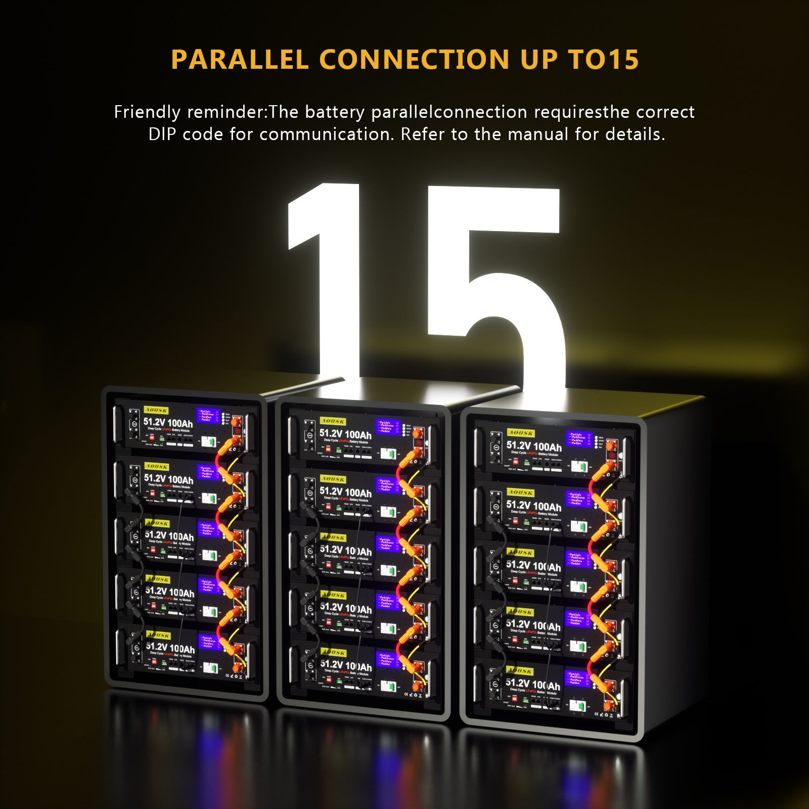 AOUSK 48V 100Ah Lithium LiFePO4 Server Rack Battery, Support Inverter Communication, Built-in 100A BMS with Bluetooth,Max. 5120W Power Output, 6000+ Cycles, Perfect for Off-Grid, Solar, Backup Power