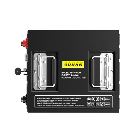 AOUSK 36V 105Ah MINI Lithium Battery for Golf Cart, Built-in Smart 200A BMS, with Touch Monitor & Mobile APP, 4000+ Cycles Rechargeable LiFePO4 Battery, Max 8.06kW Power Output, Perfect for Golf Carts