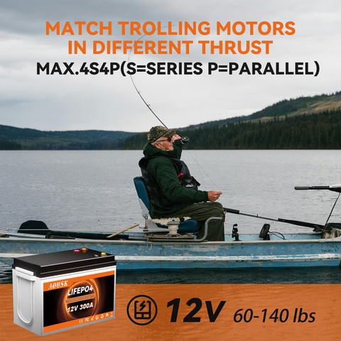 AOUSK 12V 300Ah MINI LiFePO4 Lithium Battery, Bluetooth Lithium Battery, 200A BMS, up to 15000 Cycles, Max.3840Wh Energy with Low Temp Cut off, Perfect for RV, Solar, Trolling Motor