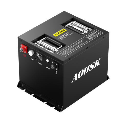 AOUSK 36V 105Ah MINI Lithium Battery for Golf Cart, Built-in Smart 200A BMS, with Touch Monitor & Mobile APP, 4000+ Cycles Rechargeable LiFePO4 Battery, Max 8.06kW Power Output, Perfect for Golf Carts
