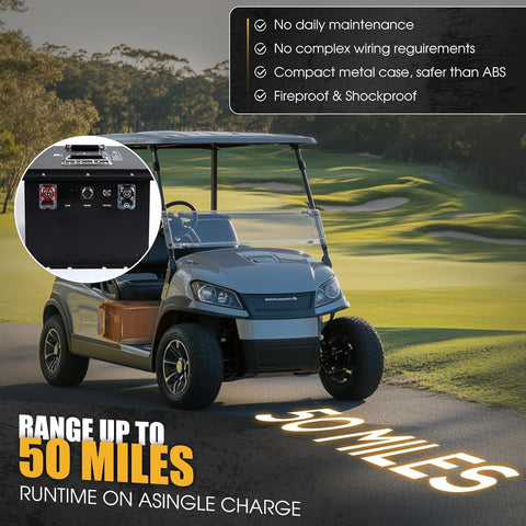 AOUSK 36V 105Ah Lithium Battery for Golf Cart, Built-in Smart 200A BMS, with Touch Monitor & Mobile APP, 4000+ Cycles Rechargeable LiFePO4 Battery, Max 8.06kW Power Output, Perfect for Golf Carts
