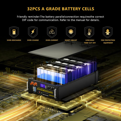 48V 200Ah Lithium LiFePO4 Solar Battery, Support Inverter Communication, Built-in 200A BMS with Bluetooth, Max.10.24kW Power Output, 6000+ Cycles, Perfect for Off-Grid, Solar