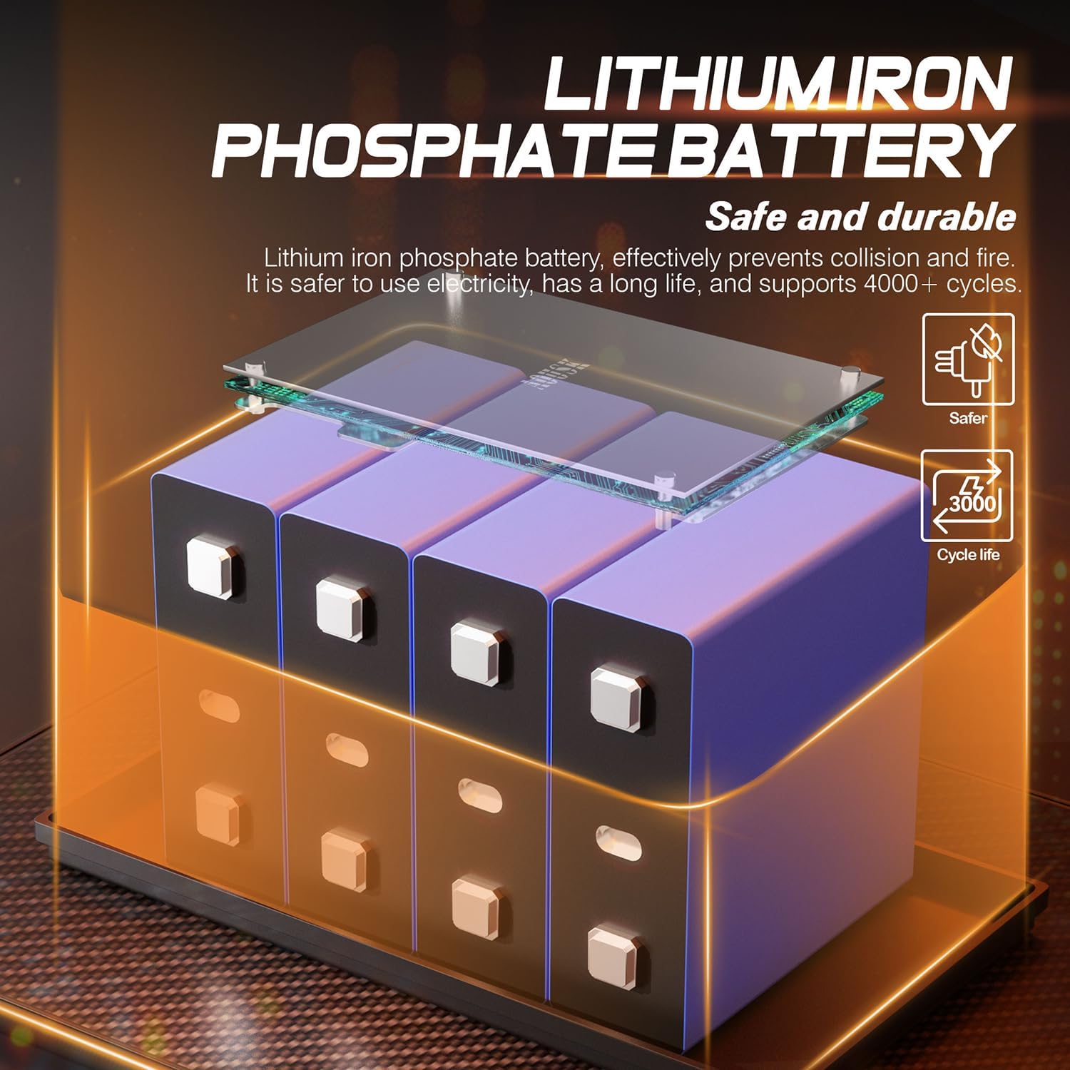 AOUSK 12V 100Ah BCI Group 24 Bluetooth LiFePO4 Battery, 100A BMS Rechargeable 1.28kWh Lithium Battery with Up to 15000 Cycles, Low Temperature Protection - Perfect for RVs, Van, Trailer and Boats