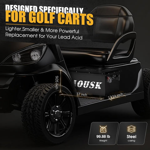 AOUSK 36V 105Ah Lithium Battery for Golf Cart, Built-in Smart 200A BMS, with Touch Monitor & Mobile APP, 4000+ Cycles Rechargeable LiFePO4 Battery, Max 8.06kW Power Output, Perfect for Golf Carts