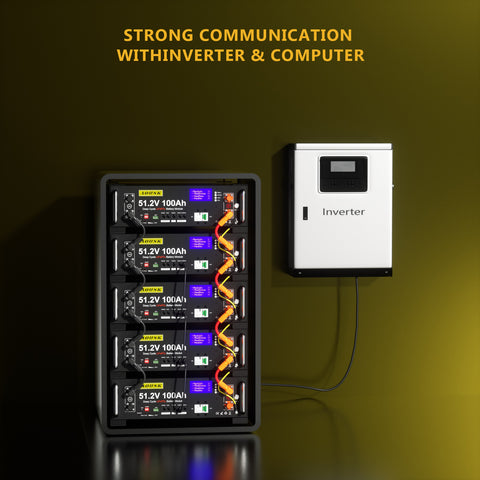 AOUSK 48V 100Ah Lithium LiFePO4 Server Rack Battery, Support Inverter Communication, Built-in 100A BMS with Bluetooth,Max. 5120W Power Output, 6000+ Cycles, Perfect for Off-Grid, Solar, Backup Power