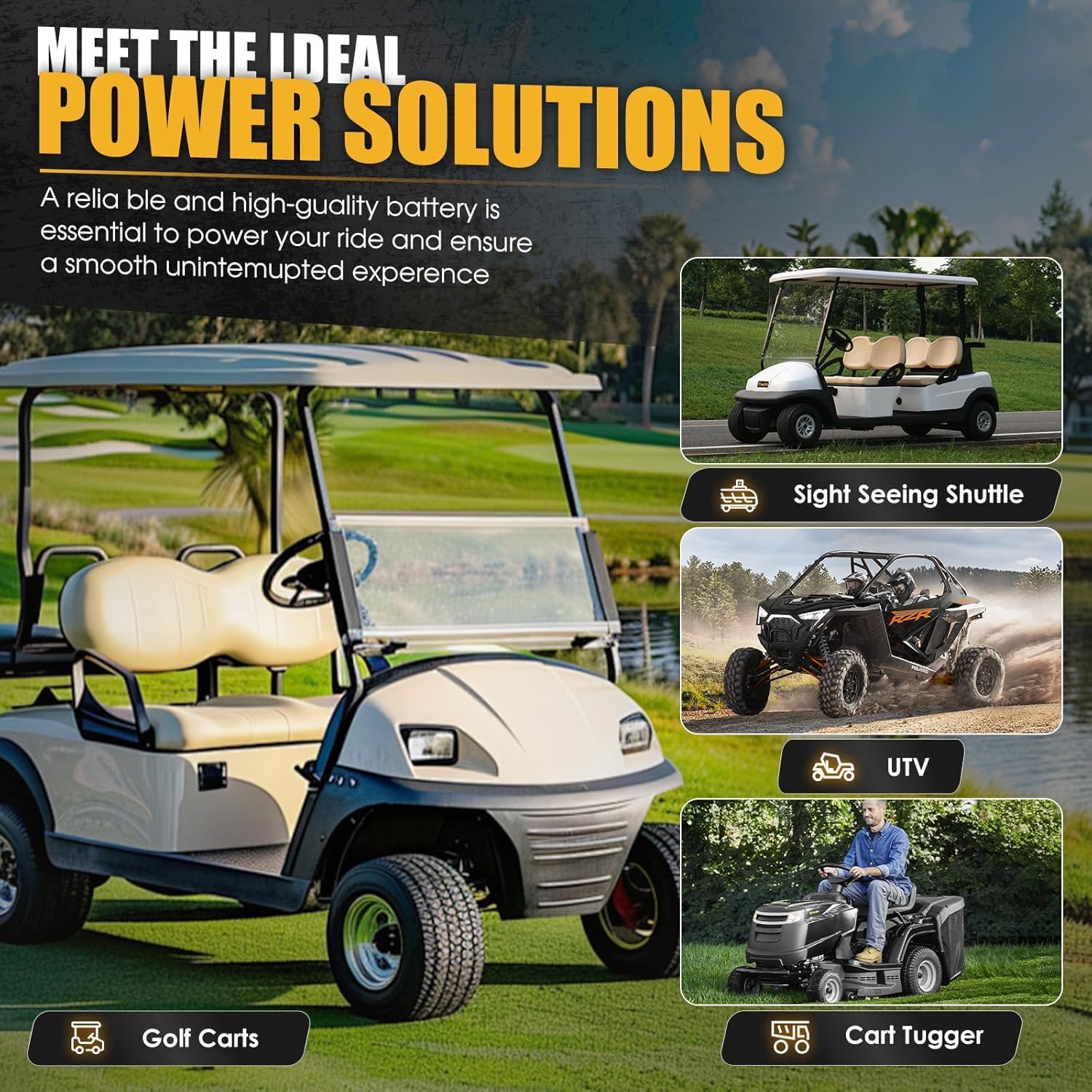 AOUSK 36V 105Ah Lithium Battery for Golf Cart, Built-in Smart 200A BMS, with Touch Monitor & Mobile APP, 4000+ Cycles Rechargeable LiFePO4 Battery, Max 8.06kW Power Output, Perfect for Golf Carts